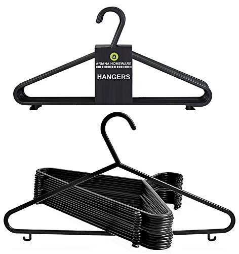 Ariana®-Kunststoff-Kleiderbügel für Erwachsene, Schwarz, starke Kunststoff-Kleidung, 37 cm breit, für empfindliche Kleidung, 20 Stück
