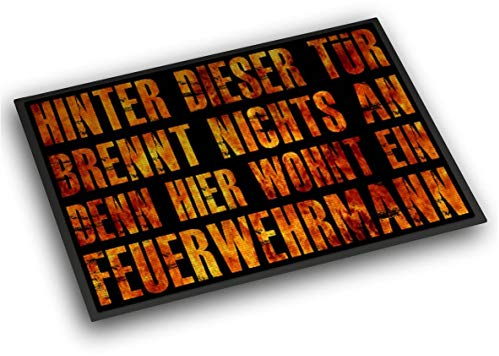 Roter Hahn 112 Einzigartige Feuerwehr Fussmatte 60x40cm Feuerwehrmann Fußmatte Vorleger Abstreicher
