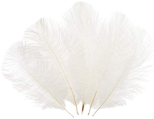 Sowder 6-8inch(15-20cm) Ostrich Feathers Plume for Wedding Centerpieces Home Decoration Pack of 10pcs(white)