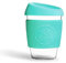Neon Kactus - Vaso de cristal de borosilicato soplado a mano, Taza de café para llevar reutilizable con tapa de silicona apta para uso alimentario y funda térmica, Vaso de viaje reciclable