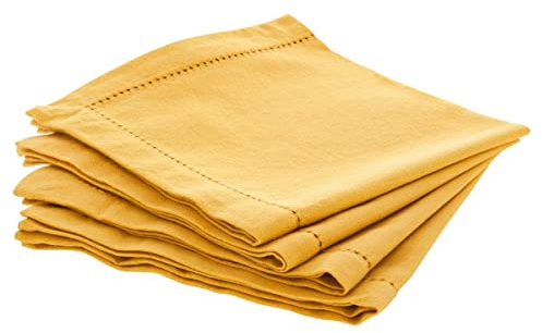 Atmosphera - 4er-Set Servietten Chambray - senfgelb 40 × 40 cm - Gelb
