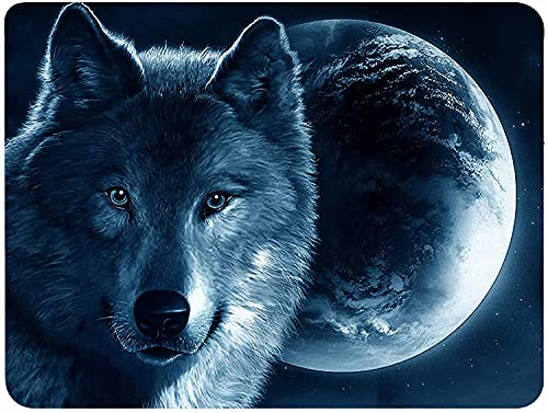 Silent Monsters Mauspad 360 x 250 mm Stoff Mousepad Wolf, rutschfest & leise, für Gaming Büro Office Homeoffice - 36 x 25 cm Mouse Pad Mat - Mausunterlage klein für alle Maus Arten