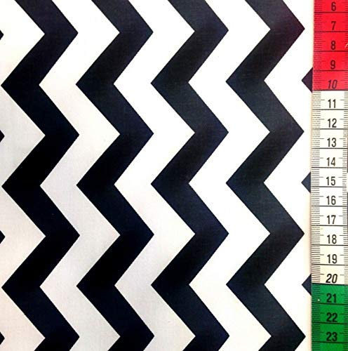 Pingianer 100x160cm Streifen 100% Baumwolle Baumwollstoff Kinder Meterware Handwerken Nähen Stoff (Schwarz Weiß Zick Zack, 100x160cm (11,99/m))