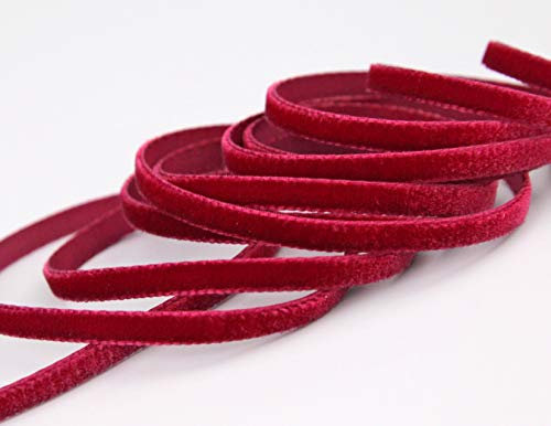 finemark Elastisches Samtband Rot Dunkelrot (340) 1 m x 6 mm METERWARE Stretch Velour extrem dehnbar einseitig Samt 20% Elasthan zum nähen