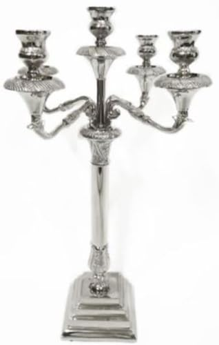 Casa Padrino Barock Kerzenständer Silber 45 x 45 x H. 69 cm - Wunderschöner 5-flammiger verchromter Edelstahl Kerzenhalter im Barockstil