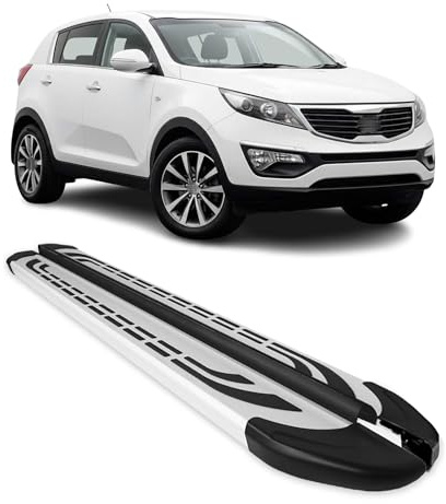 OMAC Trittbretter Seitenschweller Seitenbretter kompatibel mit Kia Sportage 3 2010-2015 Alu Grau