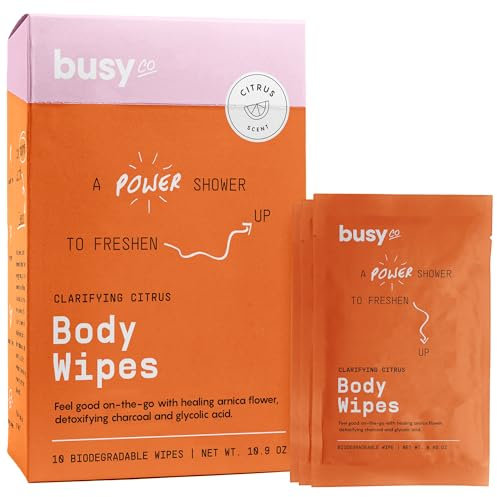 Refresh Body Wipes for Women - Cleansing Large Wash Cloth - Extra Thick & Moist - Armpit Sweat Cloths for Body Odor - No Rinse, No Shower - Fresh Citrus - Arnica Flower, Charcoal & Glycolic Acid