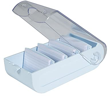 Exacompta 5346223D Lernkartei Bunnybox Pastellblau DIN A7 quer inklusive 100 Karteikarten. Originelle Karteikartenbox zum einfachen Vokabeln lernen dank 5-Fächer-Lernsystem für 600 Karteikarten
