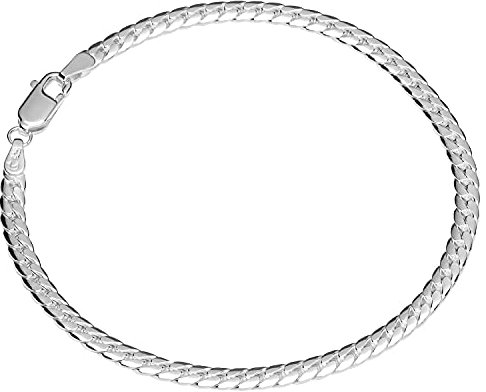 NKlaus bracciale in argento sterling 925 19cm catena a cordolo piatta e attorcigliata bracciale da donna 12371