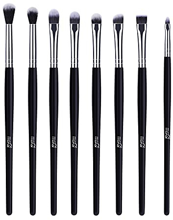MSQ 8 pcs Eye Makeup Brushes Set Eyeshadow Blending Make Up Brush Set | Liquid Cream Blending Brush Set with Premium Wooden Handles