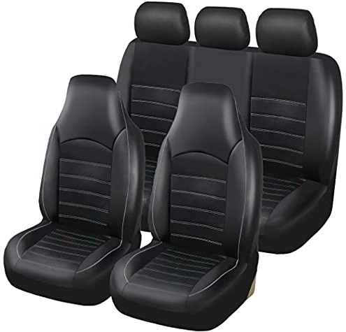 TOYOUN Kunstleder Sitzbezüge Auto Set Universal Klassisch Autositzbezüge Sitzschoner Schonbezug Autositz Grau für Vordersitze und Rücksitze Auto Zubehör Innenraum
