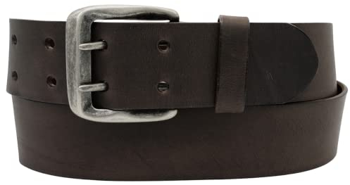 AnnaMatoni Leder Gürtel Herren in Premium Rindleder in Vintage Look mit Doppeldorn Schließe 4,5cm Breit Herren Ledergürtel Echt Leder Gürtel (Mokka 690, TW115-130cm Gesamtlänge)