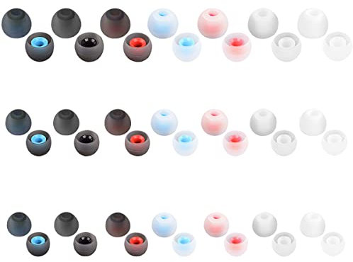 Jagowa 21 Pairs Silicone Earbuds Replacement, 42 Pcs Silicone Noise Isolation Earbud Tips Replacement Set with Case In Ear Earphone Eartips Replacement for Headphones (3 Size, 7 Colors)