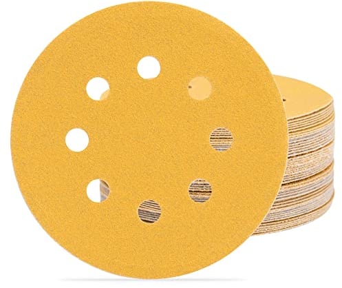 100Pcs 125mm Sanding Discs,Orbital Sander Discs,5 Inch 8 Holes Hook and Loop Sandpaper,10Pcs Each of 60/80/120/150/180/240/320/400/600/800 Mixed Grits for Random Orbital Sander