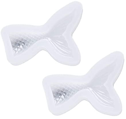 Zalati Moules Queue de Sirène Style 2pcs Moules 3D Animal en Silicone pour Thème Marin Résine DIY Gâteaux Artisanat Fait Main Cadeaux Fabrication