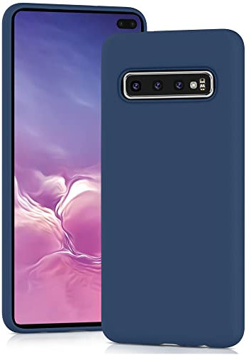 YATWIN Silicone Case for Samsung Galaxy S10 Plus, Soft-Touch, Shockproof, DustProof, Antiskid Full Body Armour Phone Cover for Samsung Galaxy S10 Plus - Dark Blue