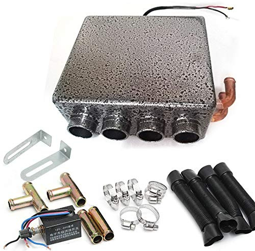 Chauffage universel 4 ports pour voiture - Pour camion - Avec interrupteur de vitesse - Kit de chauffage - Tube en cuivre - Chauffage soufflant - Chauffage supplémentaire - Dégivreur de disque