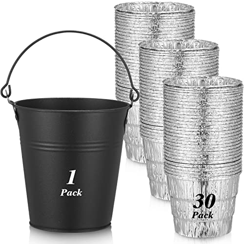 30 Stück Tropffett Eimer Liner mit 1 Grilleimer für Fett Tropfeimer Ersatzteile Einweg-Folieneinlagen kompatibel mit Louisiana Grill für Grill Smoker BBQ Camp Zubehör