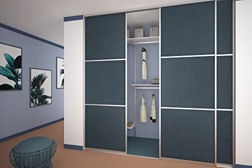 Alucabina - Puerta corredera con 3 puertas superponibles completa con riel – Altura 250 cm – Ancho 210 cm – Acabado madera gris