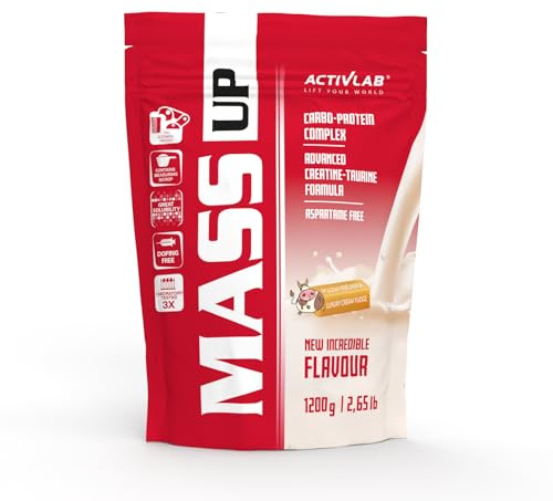 Activlab Weight Gainer - Pulver Shake - Muskelaufbau - Molkenprotein Kohlenhydraten Kreatin Taurin - 1200 g Karamellbonbon MassUp