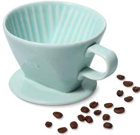 LHUKSGF Pour Over Ceramic - Coffee Dripper Ceramic Coffee Maker with 3 Holes Flat Bottom, Porcelain Slow Filter Cone for Travel, Camping, Office, Home, Coffee Maker Brew, Green
