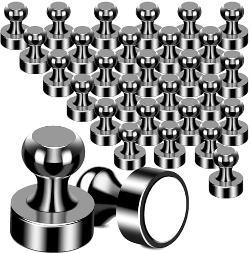 MIKEDE 30Pcs Fridge Magnets Refrigerator Magnet Strong for Pictures, Black