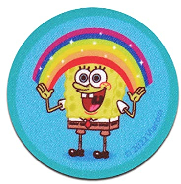 Comercial Mercera SpongeBob Schwammkopf Regenbogen gedruckt - Aufnäher, Bügelbild, Aufbügler, Applikationen, Patches, Flicken, zum aufbügeln, Größe: 6,2 x 6,2 cm