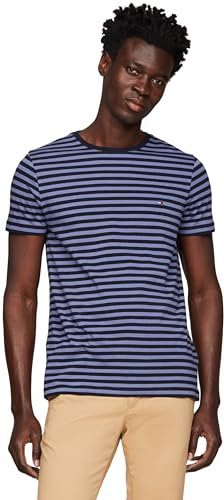 Tommy Hilfiger Men Stretch Slim Fit Tee S/S T-Shirts, Blue, XS