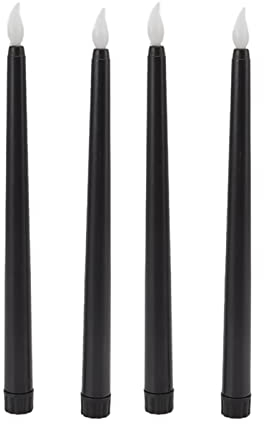 LED-Stabkerzen, 4 Stück, 25,4 cm, Flammenlose Stabkerzen, LED-Kerzen, Licht, Batteriebetrieben, Elektrisch, LED-Stabkerze, Warmes Licht für Tischröcke (Schwarz)