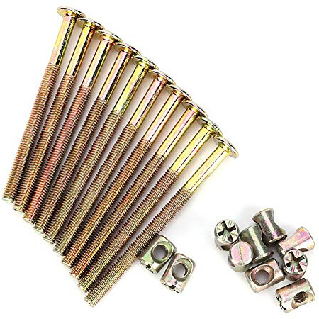 Lot de 10 Vis pour Lit de Bébé, Kit de Remplacement de Matériel, Vis à Six Pans Creux M6, écrous Cylindriques, Kit d'assortiment pour Planches, Plans de Travail de Cuisine, Armoires(100mm)
