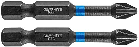 Graphite Schlagbits PZ2 - Zubehör für Elektrowerkzeuge - Schraubenzieher - Für Schraubendreher und Schrauben - Zum Anziehen und Lösen von Schrauben und Schrauben (2 Stück, 50 mm)