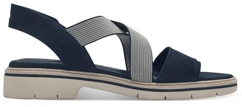 Tamaris Damen Sandaletten, Frauen Sandalen,Sommersandalen,bequem,flach,Sommerschuhe,Freizeitschuhe,offene Schuhe,Strandschuhe,Navy,42 EU