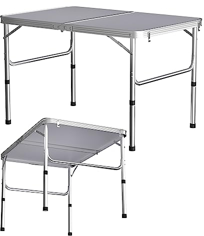 Vandise Kompakter Klapptisch 90CM Keine Montage erforderlich Computertisch klappbar Hobby Basteltisch, leicht zu reinigen, leichte Picknicktische für draußen, 90 * 60 * 67cm, Weiß