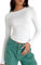 Womens Crop Tops Long Sleeve Skin Tight Fitting Crew Neck T-Shirt Stretch Slim Fit Basic Tops Y2K Aesthetic Clothes Going Out Tops (A 01- White, S)