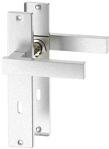 ERGO line BONN Edelstahl Türbeschlag Türgriff für Zimmertüren BB Langschild Drückergarnitur, Türbeschlag, Türklinke, Türdrücker