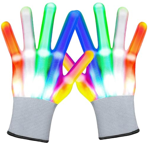LED Handschuhe, Handschuhe Mit Licht Leuchtende Led Handschuhe Kinder Kostüm, für Halloween Mitgebsel Weihnacht Raves Party Clubs Partygeschenke, Pielzeug ab 3 4 5 6 7 8 Jahre Junge Mädchen Kleine