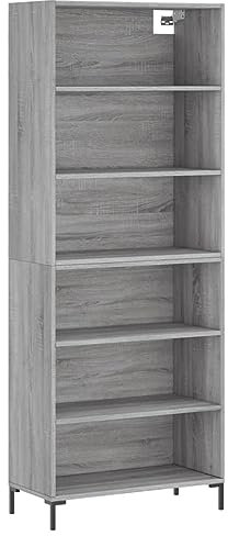 vidaXL Highboard, Sideboard mit viel Stauraum, Bücherschrank Bücherregal mit Metallbeine, Mehrzweckschrank für Wohnzimmer, Modern, Grau Sonoma Holzwerkstoff