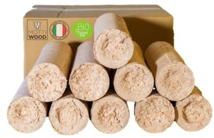 Tronchetti Legno Faggio,10KG, Bricchetti Per Stufe, Caminetti, Forni Pizzeria, 8Pz, Naturale (48 Cartoni)