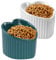 SUNQEBO Elevated Cat Bowls, Raised Cat Bowl for Indoor Cats, Cute Heart Ceramic Tilted Puppy Food Set Supplies Whisker Friendly Anti Vomit, White+ Dark Green