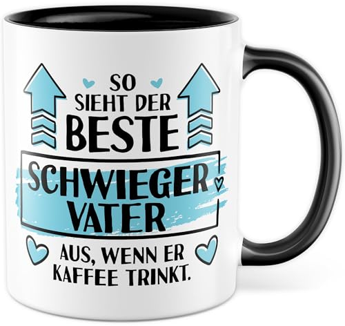 Tasse Schwiegervater Geschenk So sieht der beste Schwiegervater der Welt aus, wenn er Kaffee trinkt, Kaffeetasse Schwiegerpapa Familie, Geschenkidee Vatertag Vater Papa Kaffee-Becher