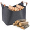 OBLLAR Filz Kaminholzkorb mit Holzgriff Filzkorb extra großer faltbarer Holzkorb Filztasche als Aufbewahrungskorb für Einkäufe, Holz, Zeitung oder Brennholz XL(Dunkelgrau)
