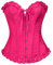 SZIVYSHI Corset Tops for Women, Bustier Shapewear Lingerie, Lace Waist Push Up Bodysuit Bright Rose, Size S