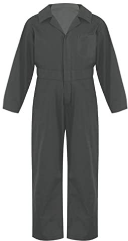 Jugaoge Boys Girls Jumpsuit Overall Mechanic Costume Long Sleeve Overalls Boiler Suit Cargo Coveralls Grey 15-16 Years