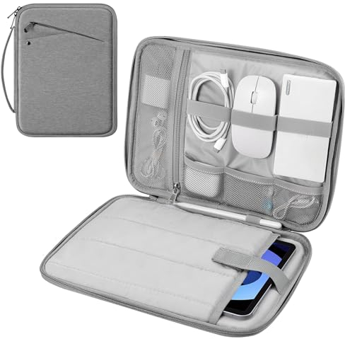 MoKo Custodia Morbida con Maniglia per Tablet da 9-11 Pollice, per iPad Pro 11 M4 2024/11 pollici iPad Air M2 2024/iPad 10a 10,9 2024/iPad Air 5/4 10,9, Galaxy Tab S9/S8/S7/A9+/A8/A7, Grigio Chiaro