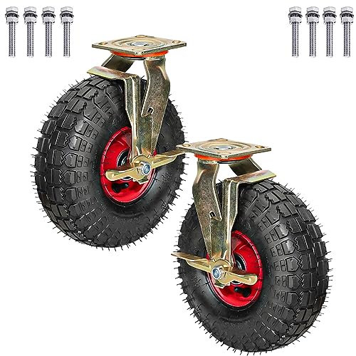 Rueda industrial fija de alta resistencia, rueda giratoria de goma, capacidad de carga de 175 libras, estilo vacío, absorción de impactos, ruedas giratorias perfectas para caja de