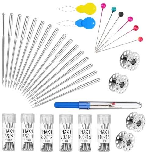 60 Stück Nähmaschinennadeln Set 6 Größen Nähen Maschine Nadel für Heimnähmaschine, Gängigen Nähmaschine 65/9, 75/11, 80/12, 90/14, 100/16, 110/18
