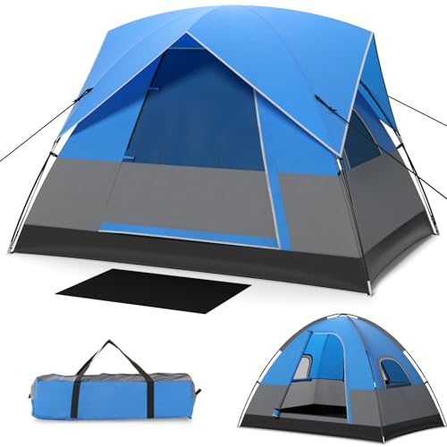 COSTWAY Zelt für 3 Personen, ultraleichtes Campingzelt mit abnehmbarem Regenschutz, Fenstern & Bodenplane, wasserdicht, Kuppelzelt für Trekking, Camping