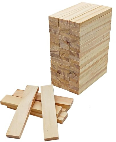 HAOBIN 60 Stück bastelholz klötzchen Holzbausteine bastelklötzchen Hölzchen 100x20x7 mm holzklötze Holzleiste Holzstäbchen basteln Holz für Heimwerkerprojekte und Deko,Bau und Vertäfelung (1)