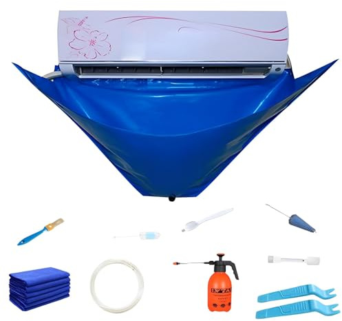 12 Pièces Kit de Housse de Nettoyage pour Climatiseur, Housse de Lavage pour Climatiseur Mural, Sac De Nettoyage Étanche Pour Climatiseur Split, avec Tuyau d'eau Pour Climatiseurs 1-1.5P