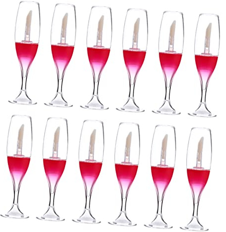 HONMEET 12pièces Contenants Brillant à Lèvres Rechargeables Forme De Verre à Vin Tube Mini Lip Gloss Portable Pour Diy Cosmétique